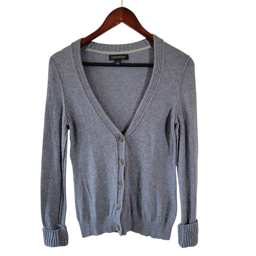 Banana Republic Gray Button-Up Cardigan Sz S Wool Cashmere Preppy Y2K Academia